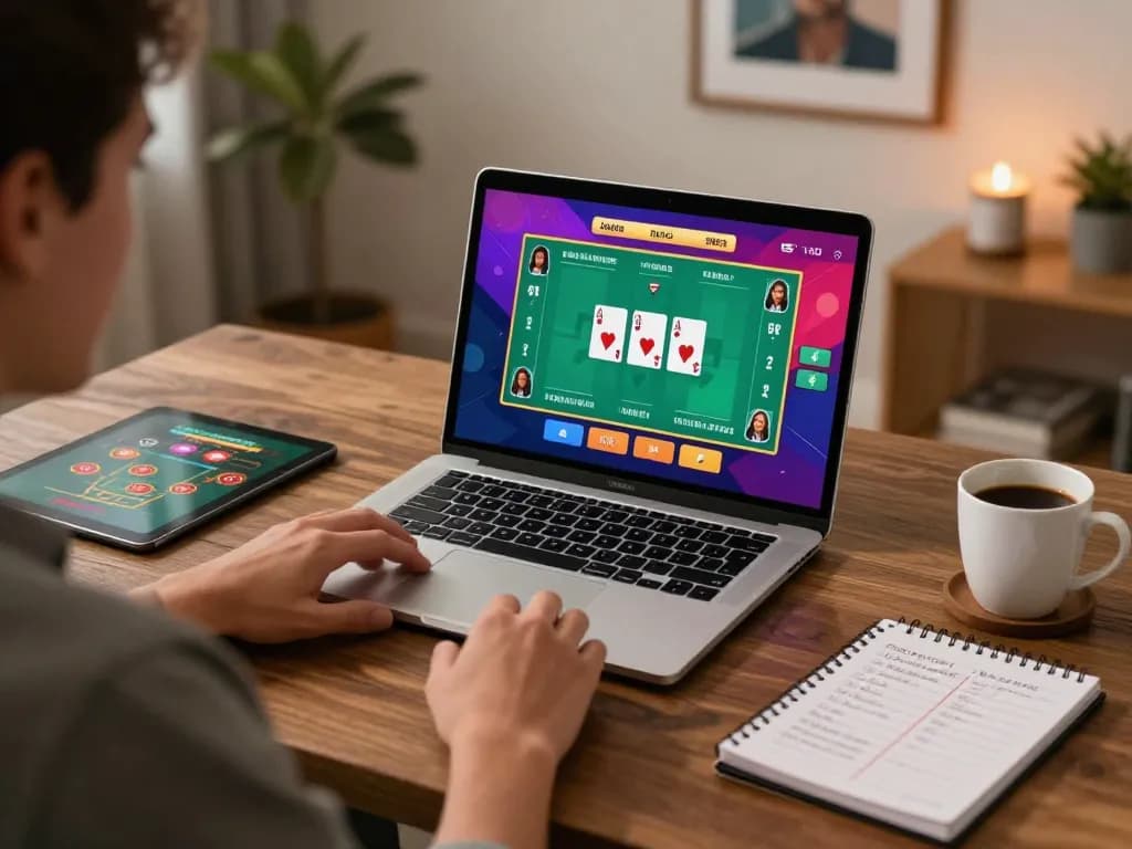 Engaging in live dealer blackjack on 789win platform within a cozy home office