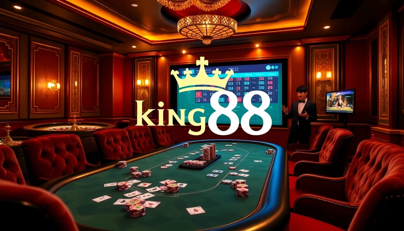 Players enjoying a vibrant game at king 88's luxurious casino with professional ambiance.