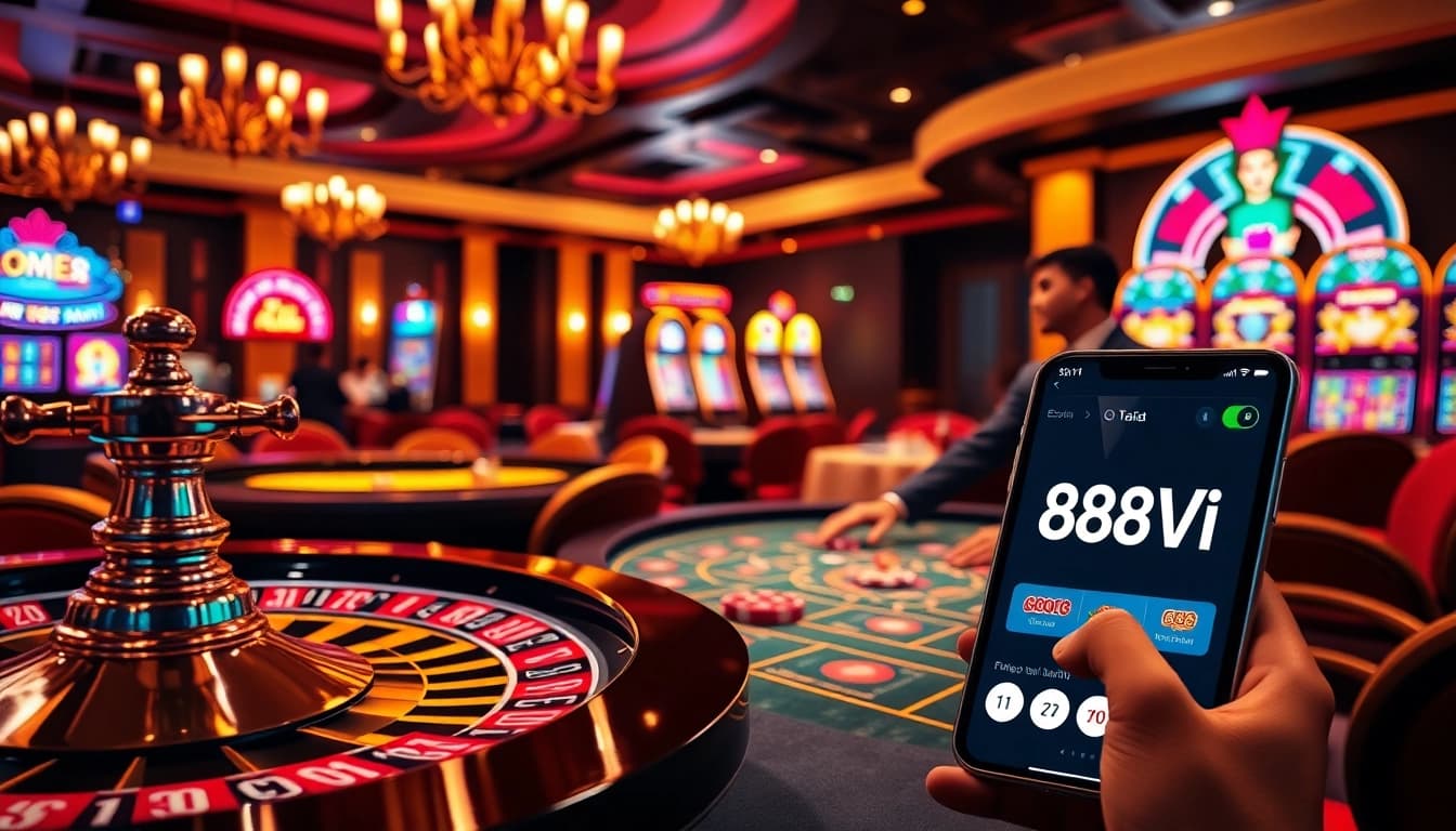 Engaging scene showcasing 888VI Đăng nhập with vibrant casino elements and luxury.