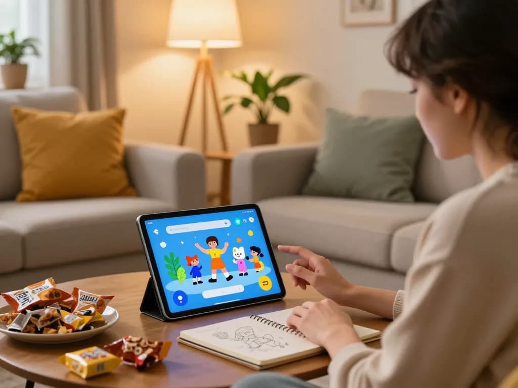 Engaging user interaction with Crushon AI chatbot in a cozy living room.