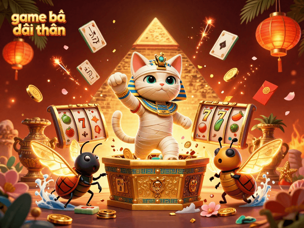 Experience game bài đổi thưởng with captivating Egyptian-themed characters in a dynamic casino scene.