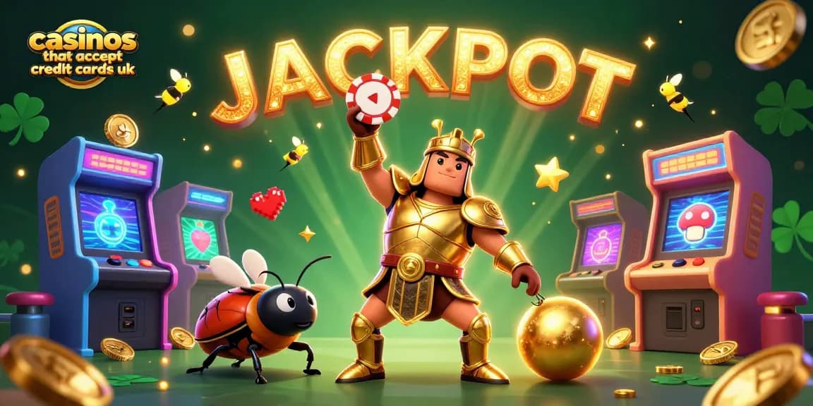 Experience top casinos that accept credit cards uk with vibrant 3D illustration showcasing gaming excitement and jackpots.