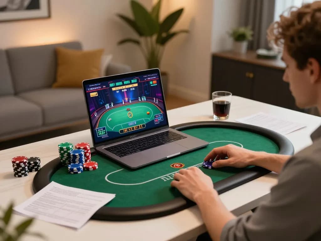 Player immersively engaging with online casino at https://ee888.sa.com/ showcasing vibrant poker gameplay.