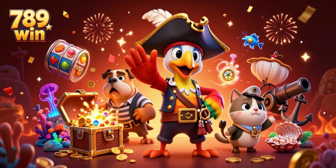 Join the adventure at 789 win with lively characters and vibrant casino elements!