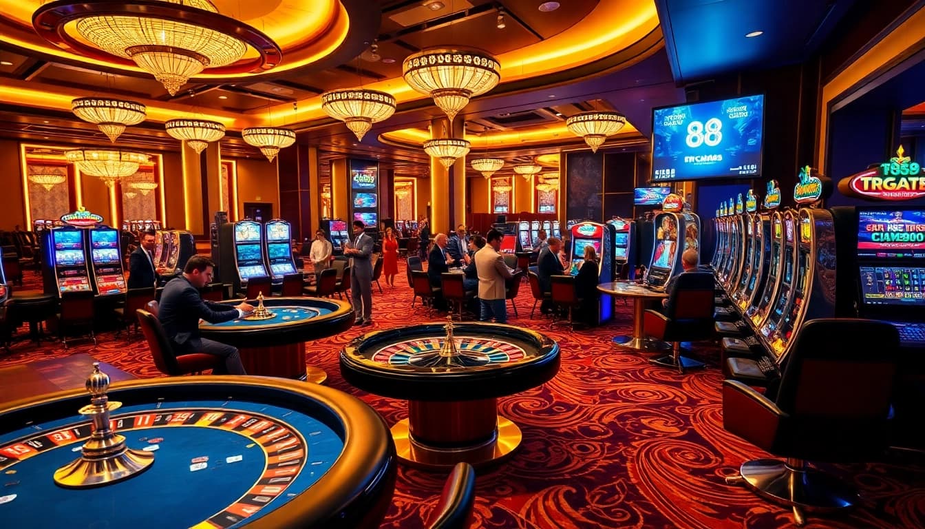 Players engaging in high-stakes poker at tr88 casino, capturing the excitement of gambling.