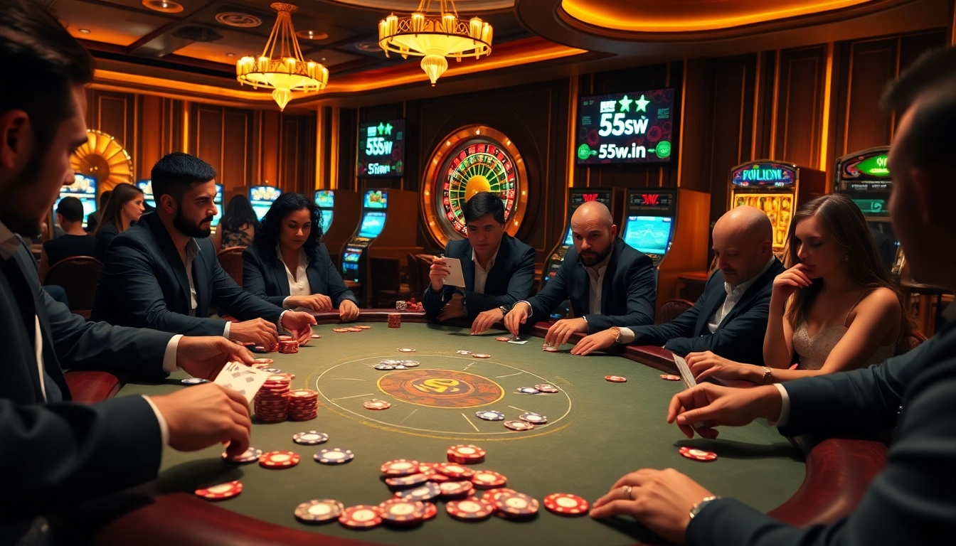 Experience the excitement of gambling at 555w.in with high-stakes poker and vibrant casino visuals.