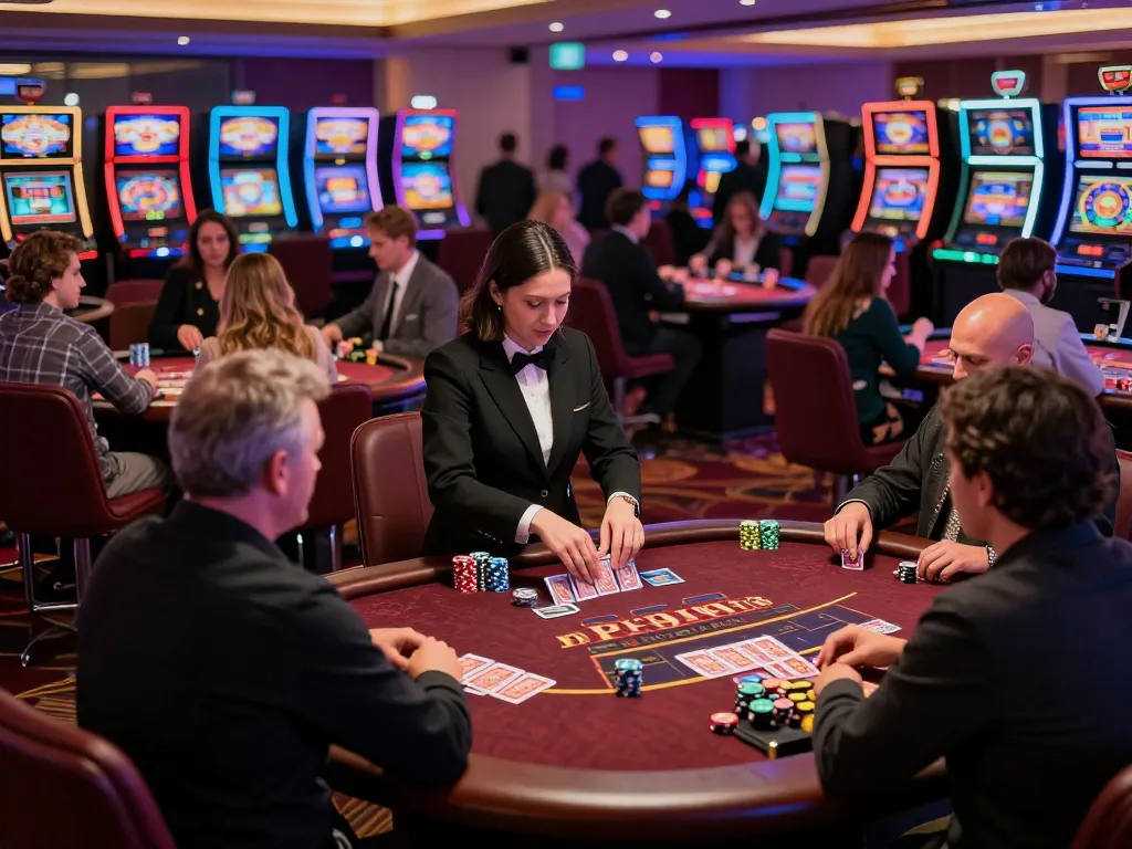 Players engaging in dynamic gameplay at VB88 blackjack tables surrounded by colorful casino atmosphere.