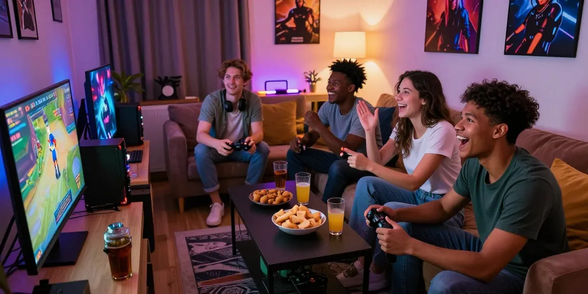 Friends playing an interactive xxx game in a vibrant gaming atmosphere