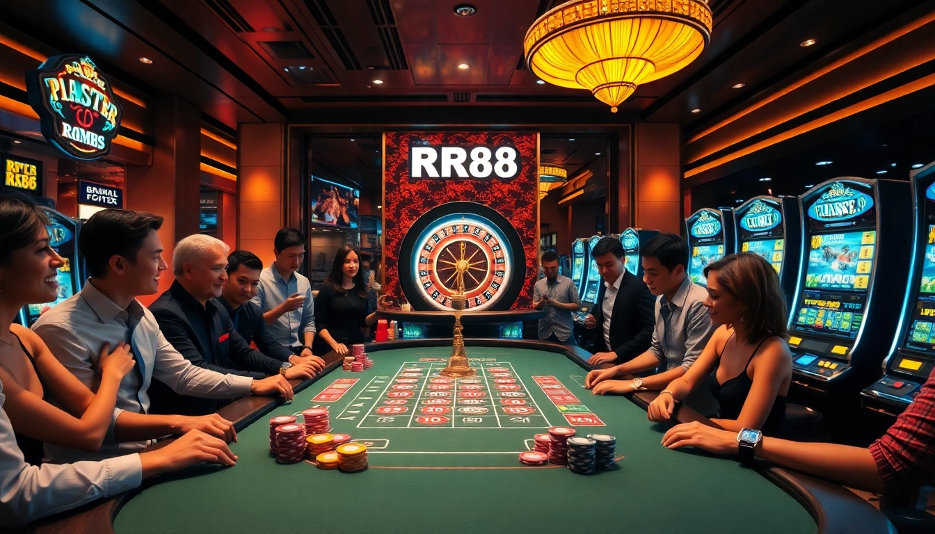 Experience the vibrant gaming scene of RR88, featuring exciting poker, roulette, and slot machines.