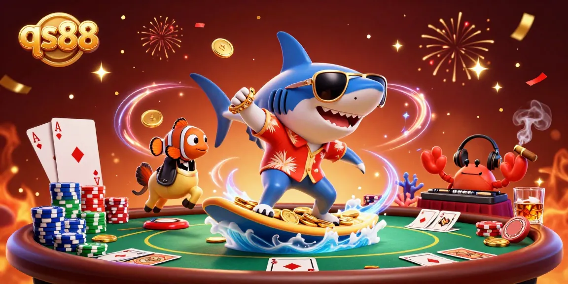 Experience the thrill of qs88, as players gamble amidst vibrant 3D characters and golden coins.