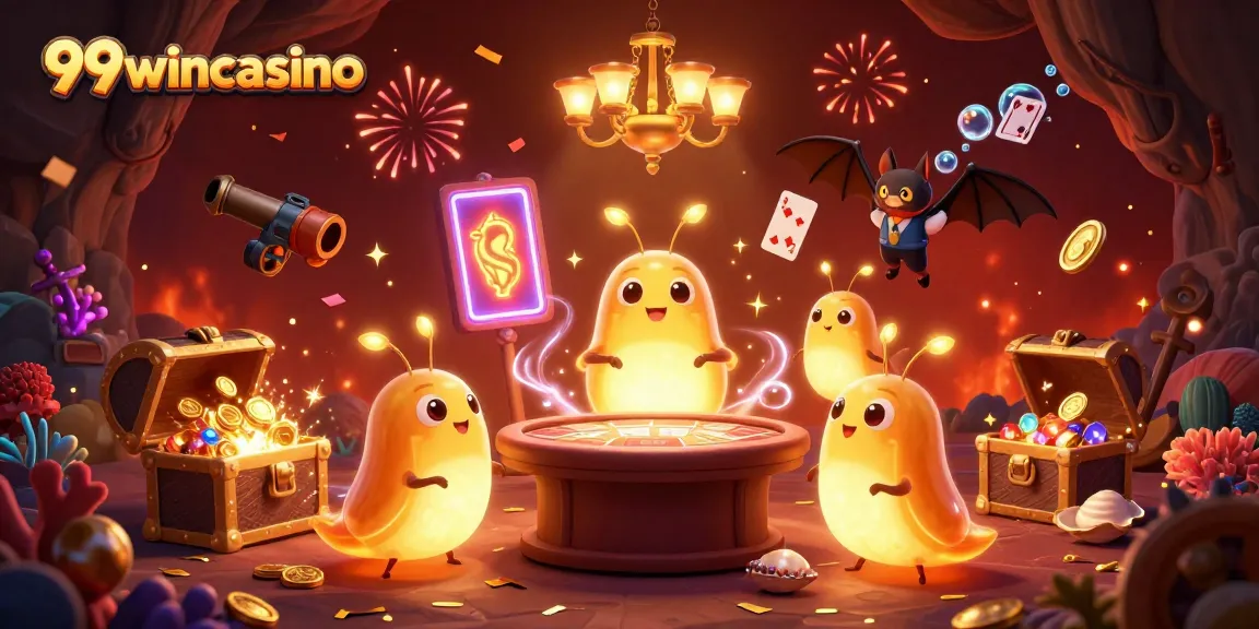 Experience thrilling gameplay at 99wincasino with luminescent glowworms lighting the casino.