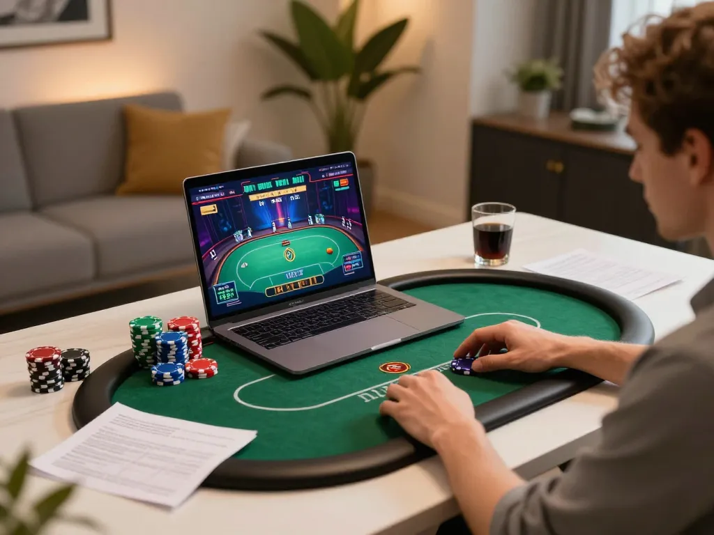 Player immersively engaging with online casino at https://ee888.sa.com/ showcasing vibrant poker gameplay.
