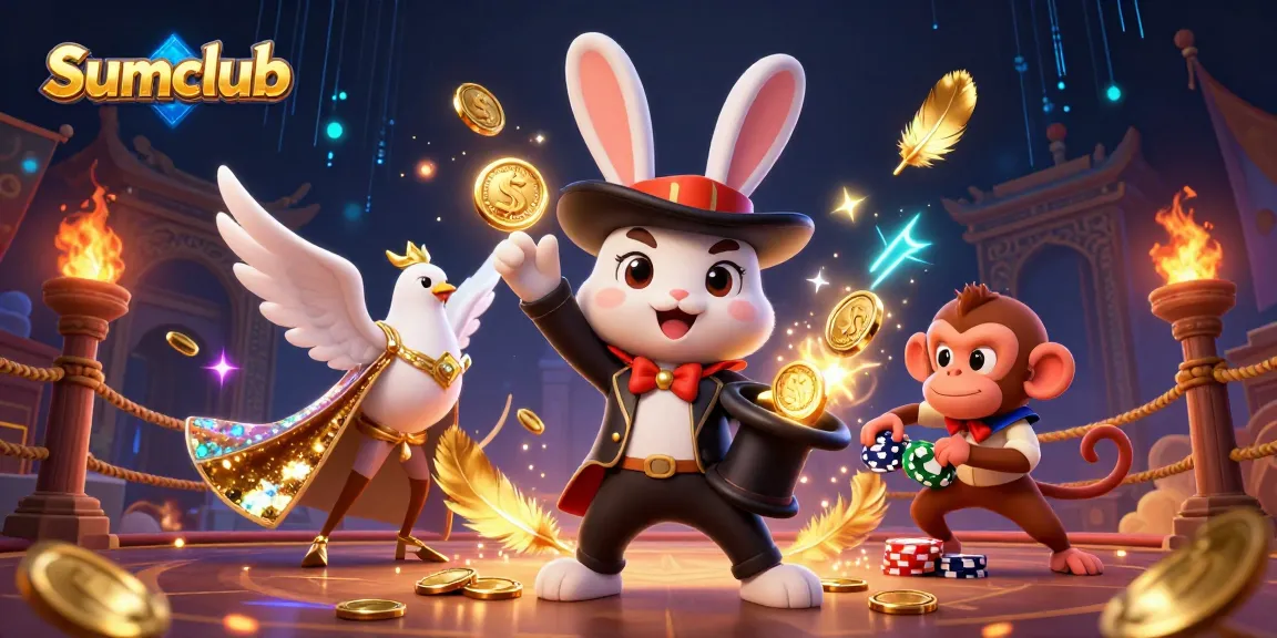 Spin the reels with Sumclub's thrilling cartoon gambling scene, filled with fantasy and excitement.