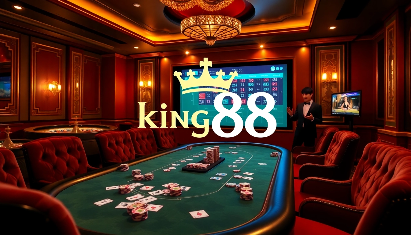 Players enjoying a vibrant game at king 88's luxurious casino with professional ambiance.