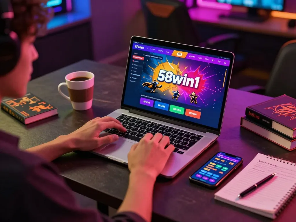Players enjoying dynamic online gaming with the 58win1 app displayed on a laptop.