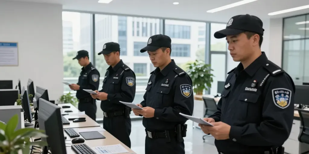 Corporate Security team monitoring a business site, trusted and licensed professionals.