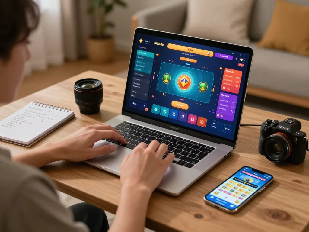 xóc đĩa online gameplay on a laptop, with a player engaging in strategic betting.