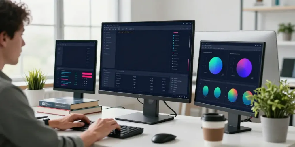 SEO optimization analysis in a modern workspace highlighting instant indexing tools and analytics.
