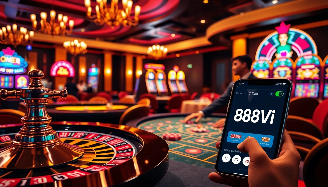Engaging scene showcasing 888VI Đăng nhập with vibrant casino elements and luxury.