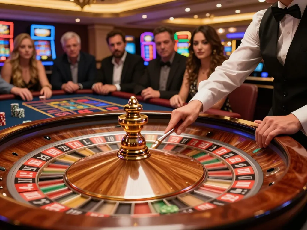 Players engaged in thrilling roulette gameplay at a luxurious casino, showcasing DA88 atmosphere and excitement.