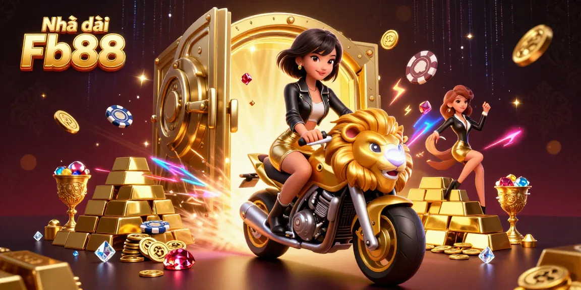 Experience the thrill of Nhà cái Fb88 in an immersive gambling illustration filled with dynamic casino elements.