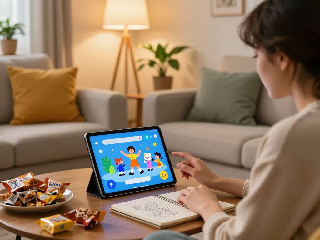 Engaging user interaction with Crushon AI chatbot in a cozy living room.