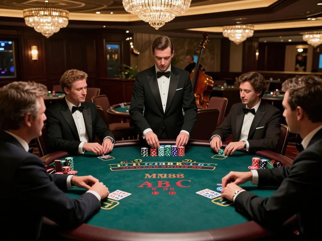 Players engaged in intense blackjack action at MM88 casino table, showcasing strategic gameplay.