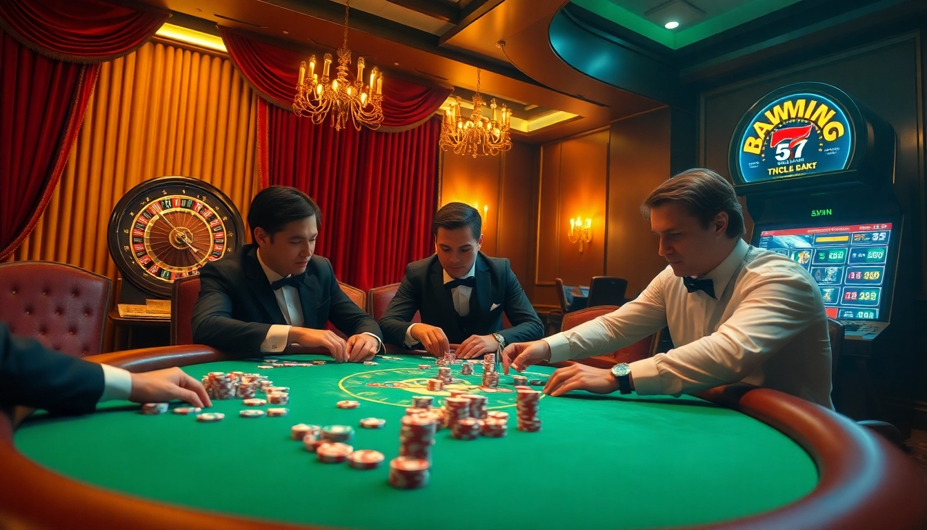 High-stakes poker action at 58win1 casino featuring chips and warm luxury ambiance.