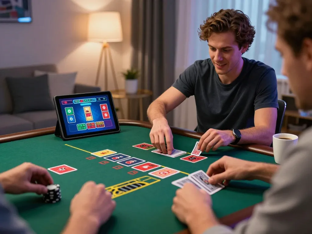 Player enjoying live dealer blackjack on tablet at home, experiencing excitement with 56WIN.