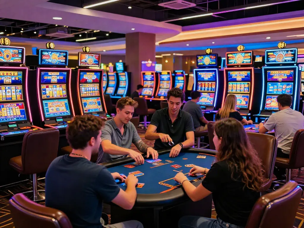 Exciting atmosphere at online casinos that accept credit cards with vibrant players engaging in gaming.