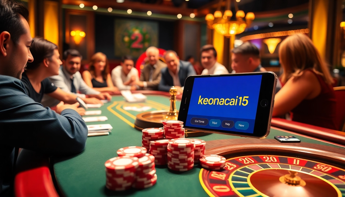 Players enjoying intense blackjack action at a casino table, highlighting keonhacai5 features and excitement.