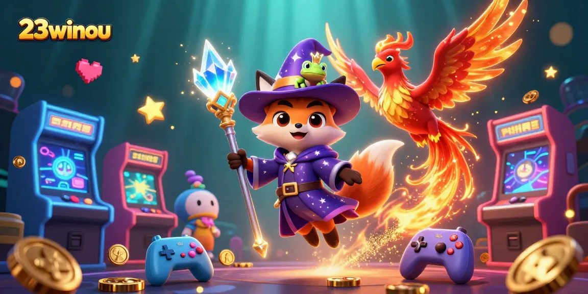Experience thrilling winnings with 23winou in a captivating 3D casino adventure illustration.