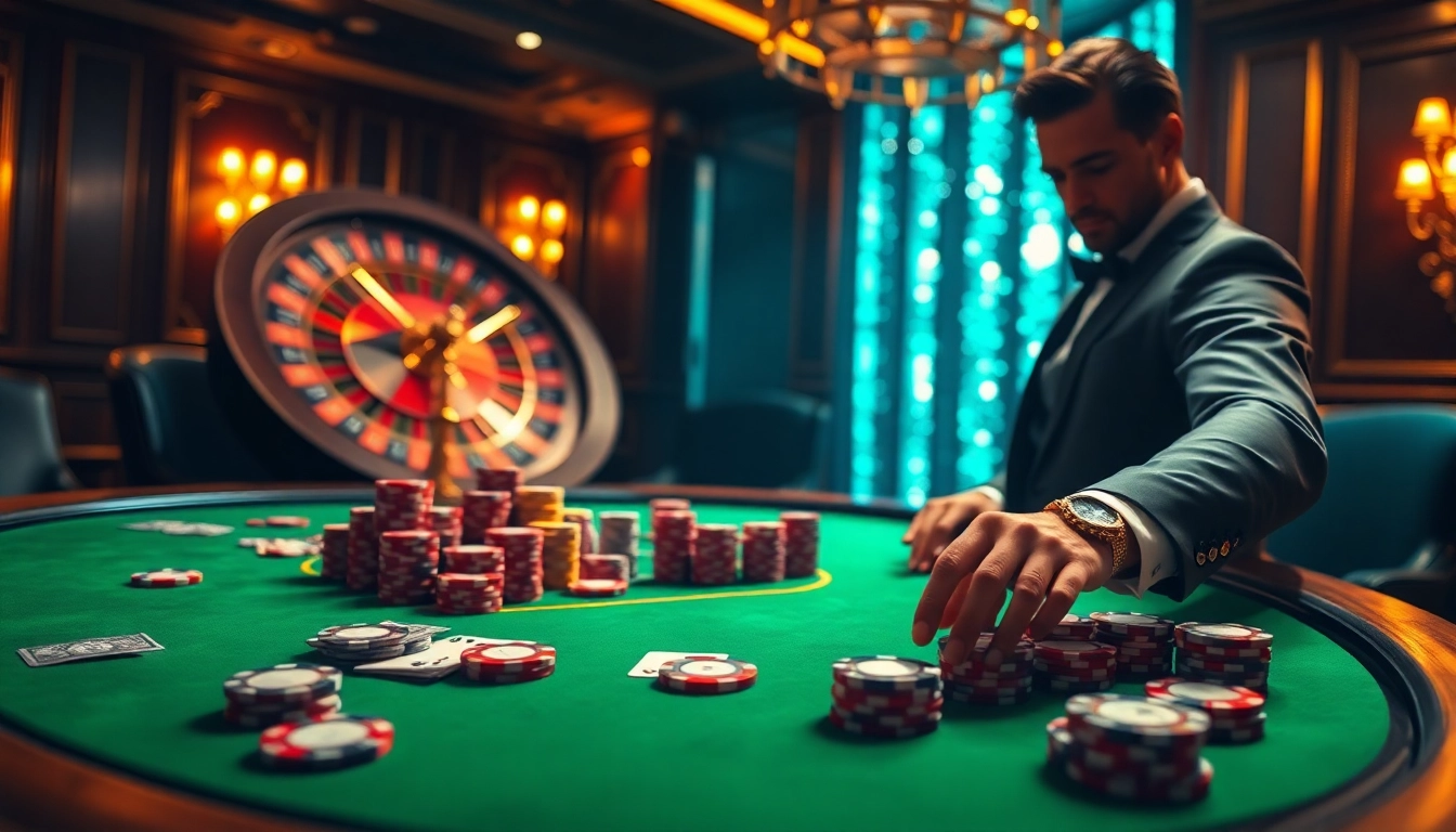 Experience thrilling poker action at the hidden wiki tor casino table with vibrant chips and winning cards.