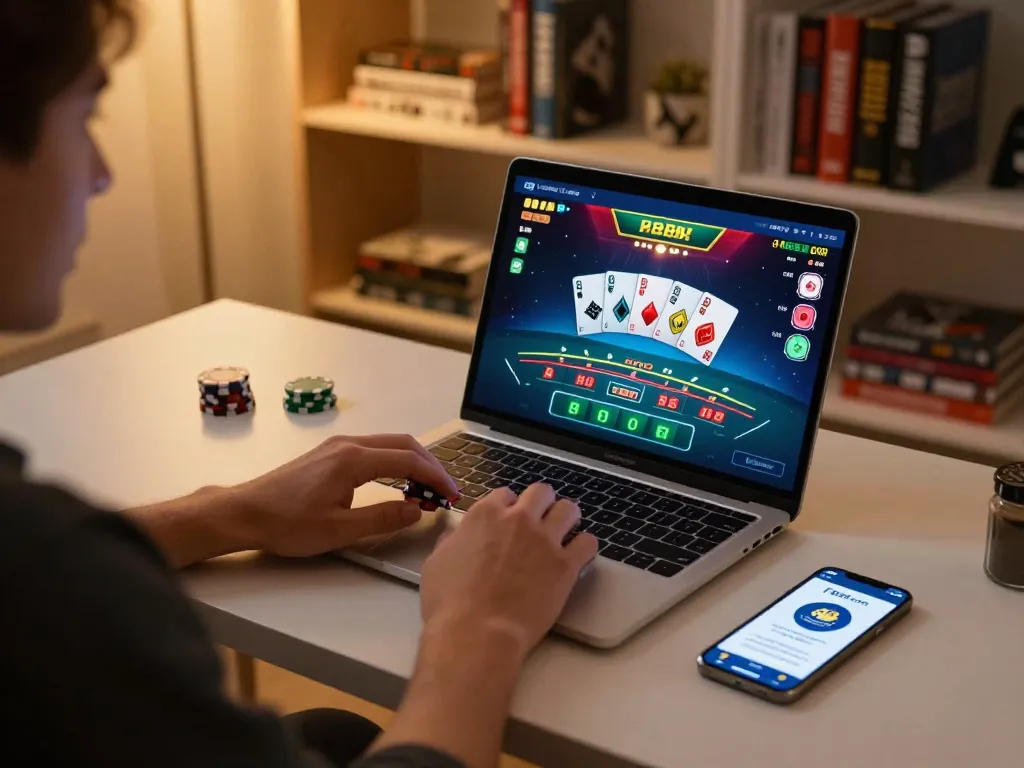 Playing live dealer blackjack on fb88 com with a cozy home setup and engaging atmosphere.
