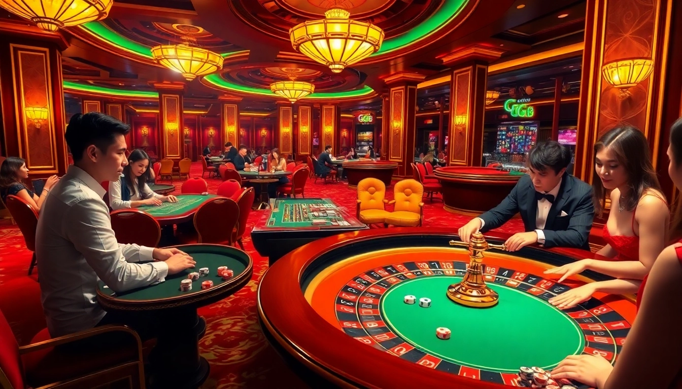 Players enjoying exciting poker and dice games at the luxurious GG 88 online casino.