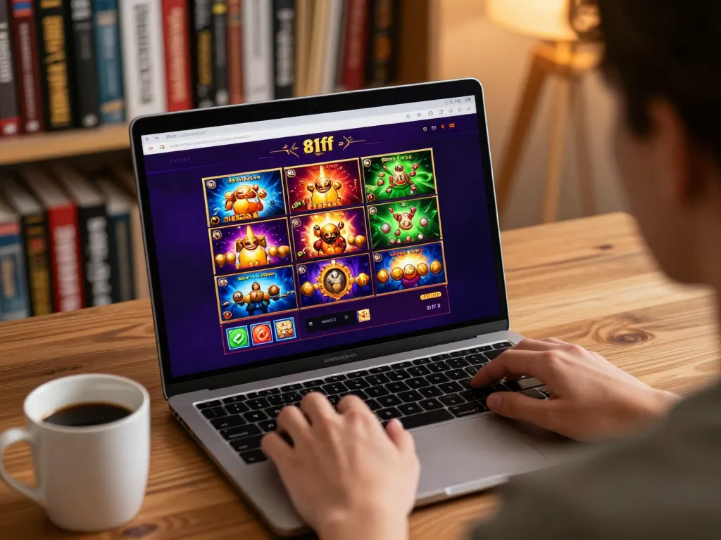 Player enjoying online slots at 81ff from the comfort of their home, reflecting strategic gameplay.