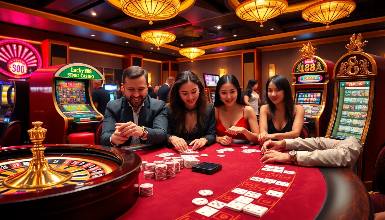 Experience thrill at lucky88 with vibrant casino games and excited players.