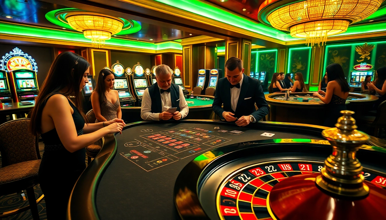 Experience the thrill of high-stakes gambling at https://kjc.football/ with vibrant casino tables and excited players.