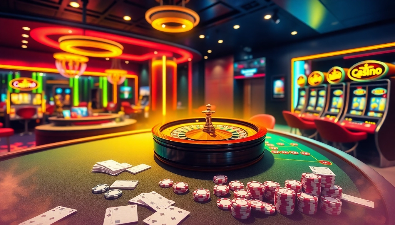 XIN88 online casino atmosphere with dynamic games and vibrant decor, embodying excitement and professionalism.