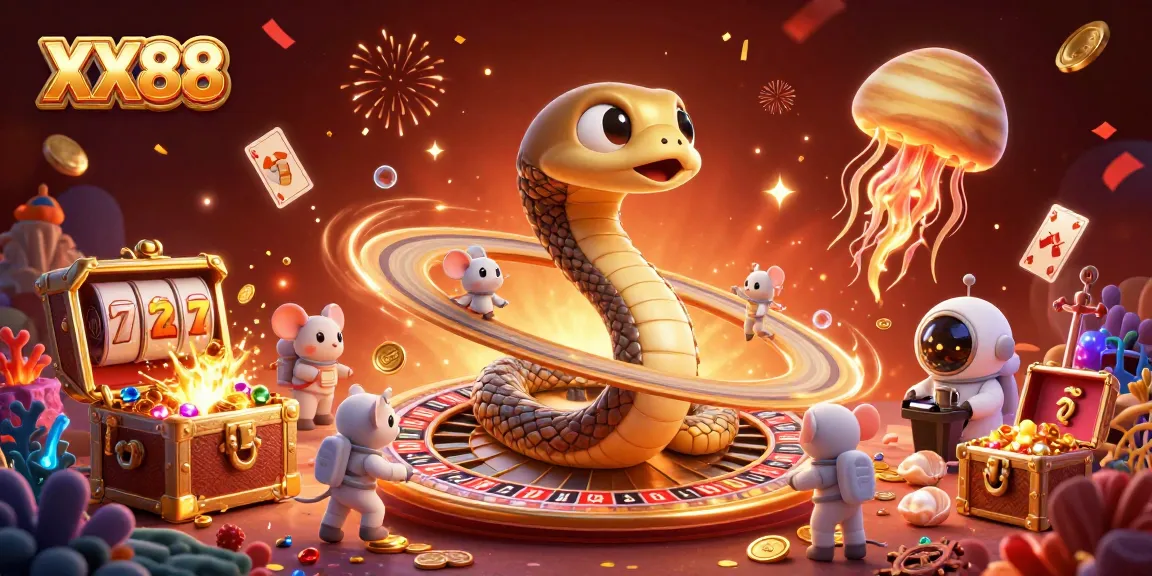 Experience thrilling gameplay at XX88 with a cosmic casino featuring unique characters and vibrant elements.
