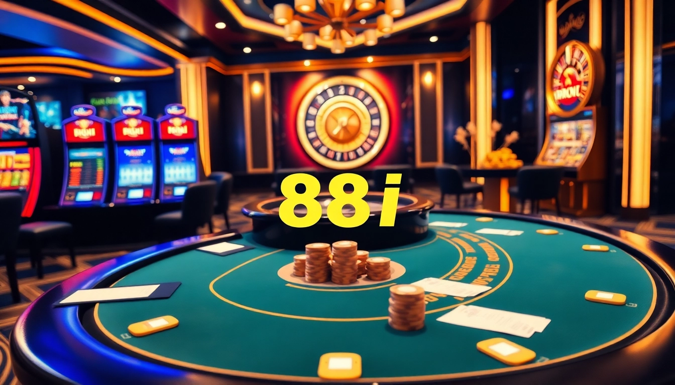 Experience 88I Đăng nhập at a luxurious casino with vibrant tables and dynamic gaming.