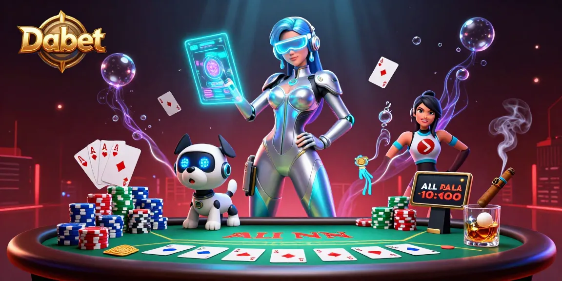 Dabet showcases a vibrant futuristic casino scene with thrilling poker action and engaging visuals.