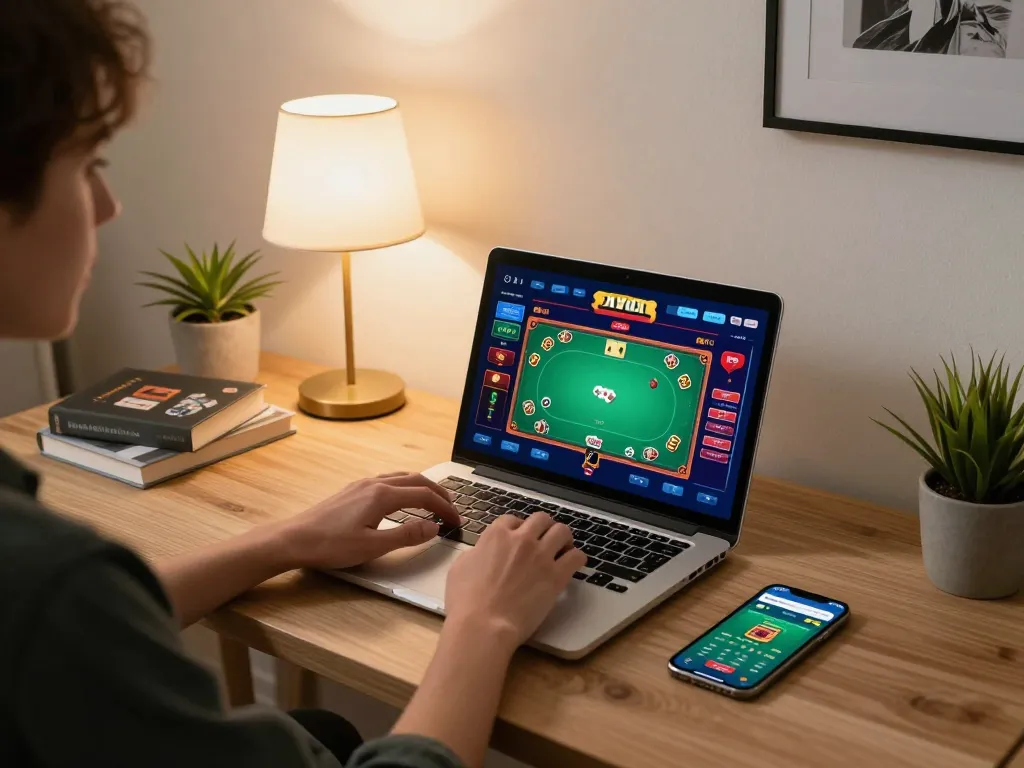 Engage in exciting online gambling at https://kjc365.com/ as players enjoy poker games in a cozy setting.