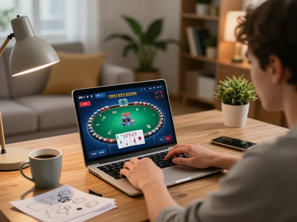 Player engaging in casino gaming at home on laptop with 78wintl interface visible