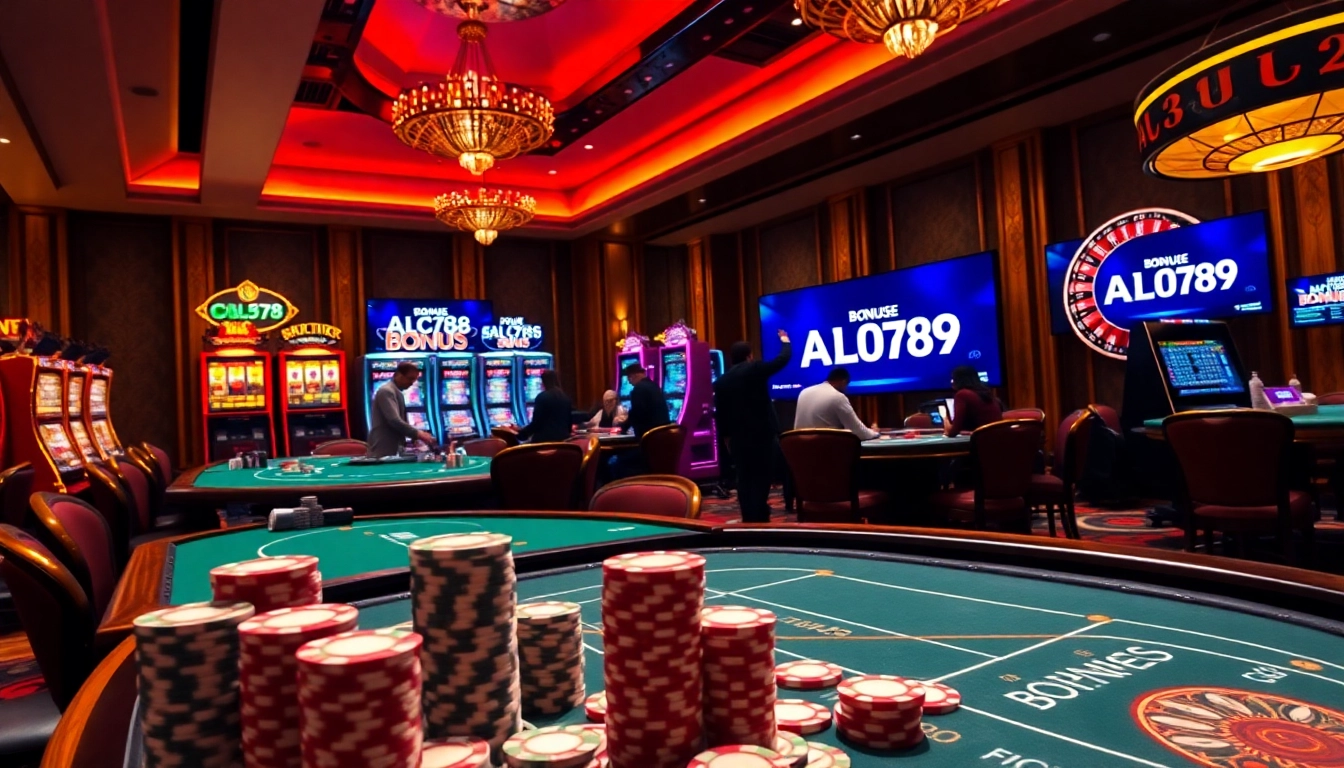 Engaging players at ALo789 poker tables in a vibrant casino atmosphere full of excitement.