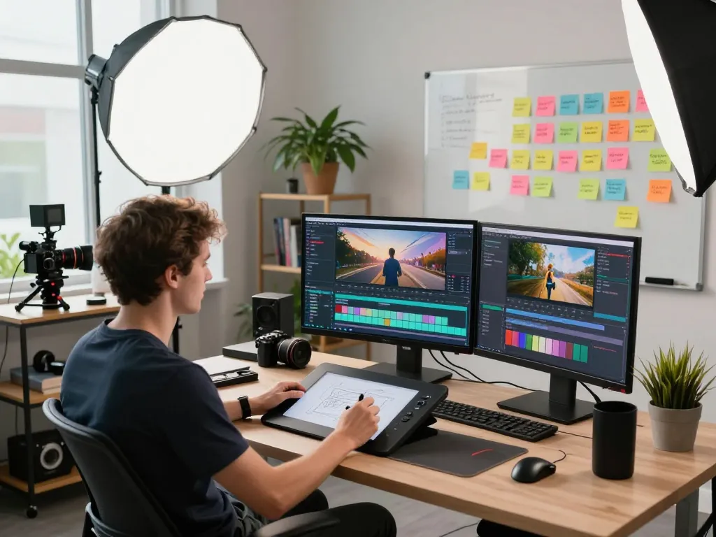 Creating innovative content with ai seedance 2.0 in a modern studio.