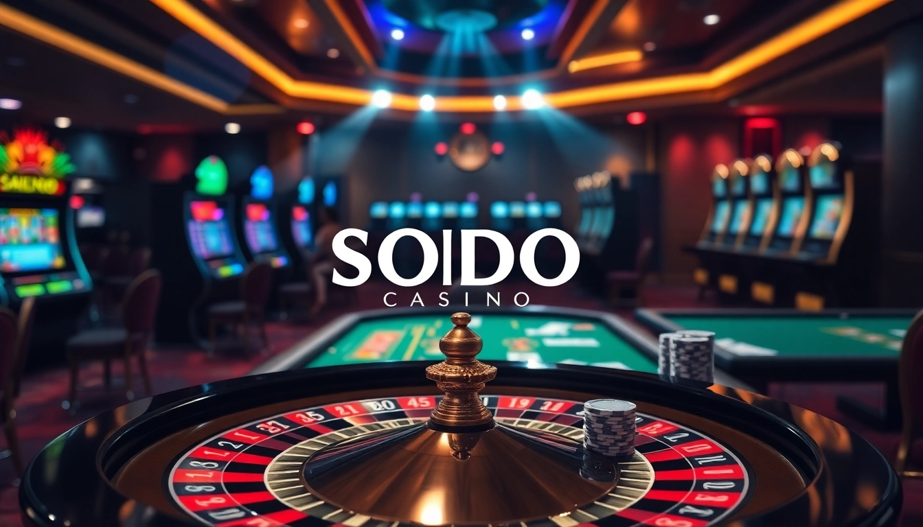 SODO CASINO roulette table with chips and cards, showcasing an exciting gambling atmosphere.