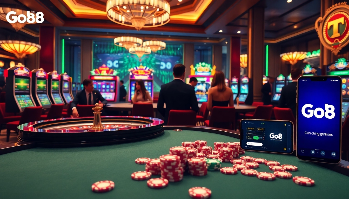 Exciting gameplay at Cổng game Go8 featuring roulette, poker, and slot machines.