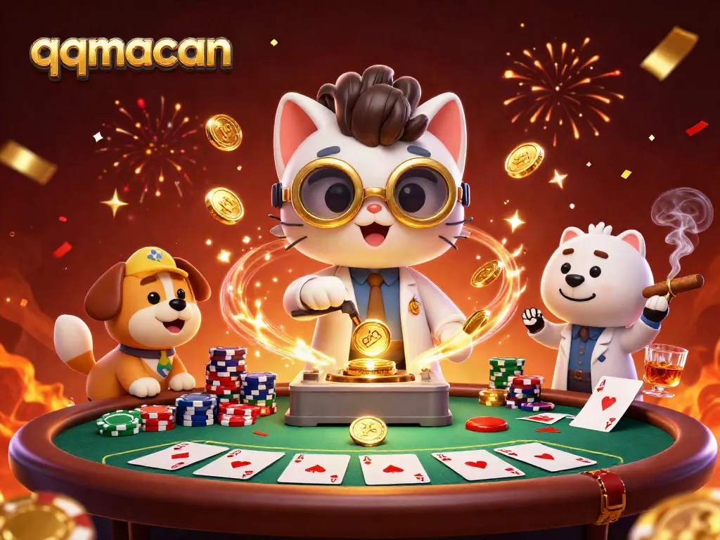 Join the fun at qqmacan, where vibrant poker gameplay meets a whimsical mad scientist's golden creations!