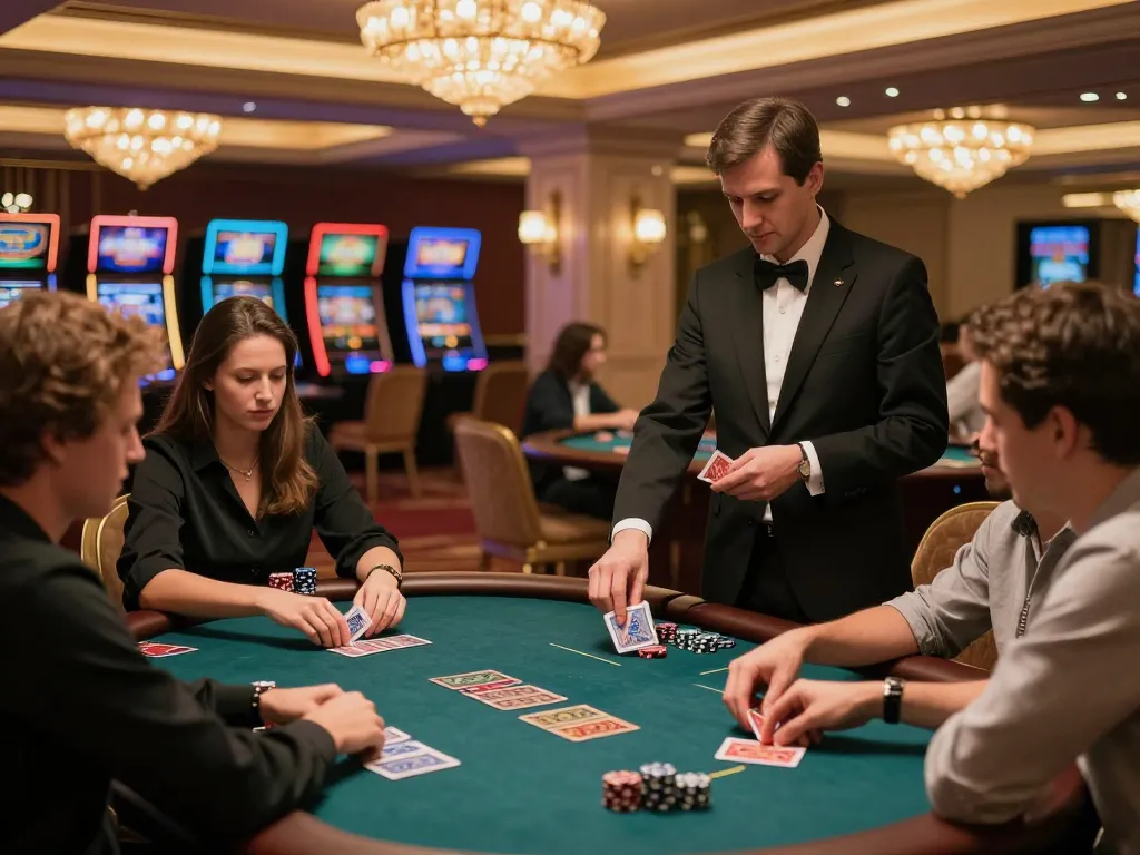 alc88 players focused on high-stakes poker in luxurious VIP casino setting with ambient lighting